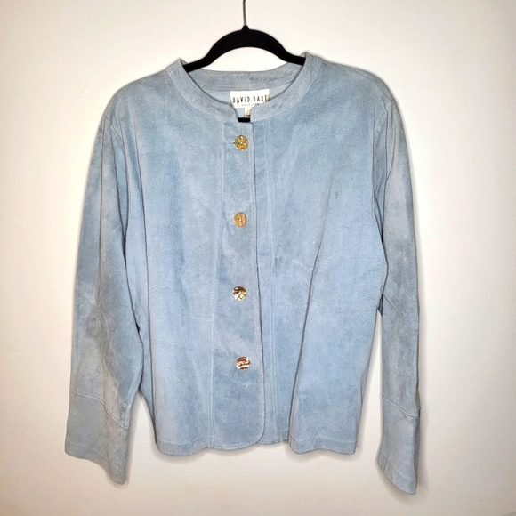 David Dart Jackets & Coats David Dart Baby Blue Suede Jacket Size